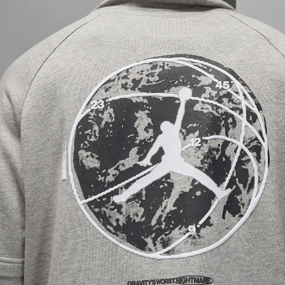 Nike Jordan Dri-Fit Fleece Pullover Hoodie FB7570-063 (Dark Grey Heather/Black) - Picture 5 of 6